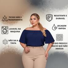 SUMMER 2026 PROMOTION - Plus Size  Blouse, Young, Chic, Elegant Fashion, Premium Dunas Fabric, BEACH - EVERYDAY - WORK - 藏蓝色 - 查看 3