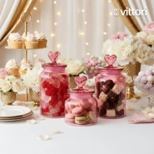 Frascos de vidrio con tapa hermetica Recipientes para Cocina Tarro de almacenamiento Hermetico Rosa Vittori - 3 Piezas - Ver 3