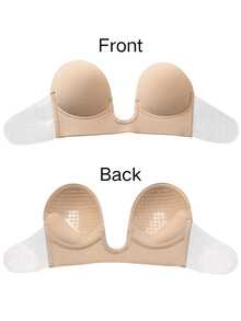 YIYANG 2/1包隐形胸贴，无肩带自粘低胸文胸，露背，无肩带聚拢胸贴，隐形露背粘性文胸，无缝露肩连衣裙，婚纱，内衣和胸贴 - 彩色 - 查看 8