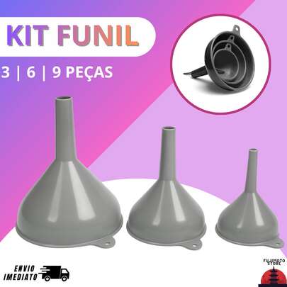 Funil Plástico Kit 6 Peças P M G Plasduran Multiuso Cozinha Óleo Combustível Resistente