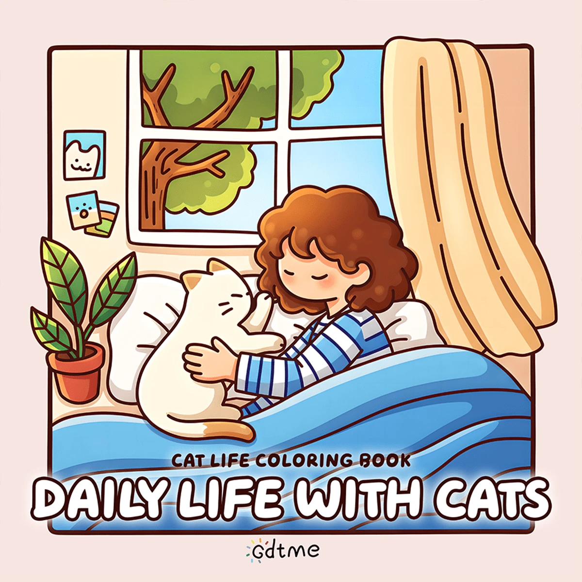 GDTME Coloring Book "My Life With Cats", 24 Pages Of Warm And Cute Moments, Relaxing Coloring Experience With Pearlescent Paper Cover. Suitable As Birthday Gift For Friends, Valentine's Day Or Women's Day Gift, Back To School Or Easter Gift, Coloring Hobby Stationery, Office Supplies.