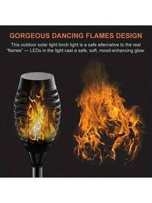 12个/8个/6个/4个/2个装防水太阳能户外火焰火炬灯，12个LED灯泡，火焰闪烁，万圣节户外装饰灯，适用于圣诞节、万圣节、花园、庭院、露台，自动开关