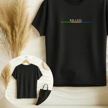 Women's Plus Size Printed T-Shirt Brazil Cup Brazilian Championship 100% Premium Cotton Summer Gym Workout Blouse Brazilian Shirt - 黑色 - 查看 4