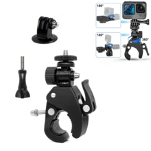 360° Rotatable Motorcycle/Bicycle Handlebar Mount, Compatible With Hero 13/12/11/10/9/8/7/6/5/Insta 360 One X/X2/X3/X4 Action Cameras, With Dual Ball Head Magic Arm Adapter