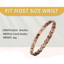 1pc Copper-Tone Magnetic Bracelet For Women, Embedded Gemstone Vintage Style Bracelet With Strong Magnet, Suitable For Daily Wear Or Gatherings, Beautiful Gift For Family, Sisters Or Lover At Christmas - Magnetic Copper Women's - View 7