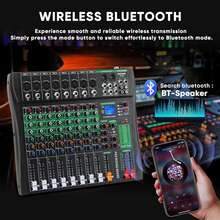 6/8/12/16-Channel Audio Mixer, Professional Music Mixing Board With Reverb, Digital DJ Mixing Console, Equipped With 48V Phantom Power And USB Port, Suitable For Recording, Karaoke And Podcasting - 查看 5