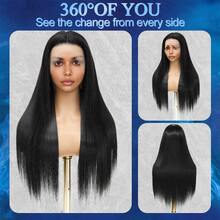 34 Inch 13x4 Lace Front Wigs Blended Human Hair 200 Density Straight HD Lace Front Wigs Pre Plucked Straight Glueless Human Hair 13x4 HD Frontal Human Hair Wig For Women - Natural & Black - View 2