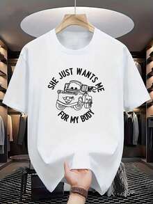 Disney: 1 Men's Casual T-Shirt, Quick-Drying And Breathable, T-Shirt Printed With Cartoon Letters In Summer, Disney Car Story, Outdoor Activities, Fitness And Daily Wear, Light And Washable Fabrics, Fashionable Design And Durable Materials. - White - View 1