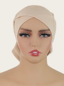 1件装女士时尚交叉头巾，弹性水晶亚麻材质，方便佩戴 - 水晶麻交叉頭巾 - 查看 10