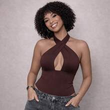 Women's Multi-Way Carnival Bodysuit With Tie Closure And Open Back - Fashion Blogger Style - Stylish Casual Summer Look - Đỏ - Xem 9