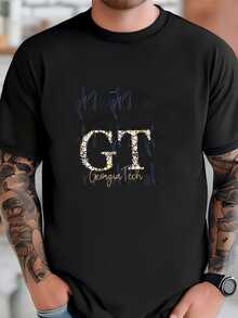 Mens Georgia Tech  Sweatshirt - Floral Lettering - Script College - School Spirit - Football Season - Univ Custom Top - Navy Blue Gold T-Shirt - màu đen - Xem 1
