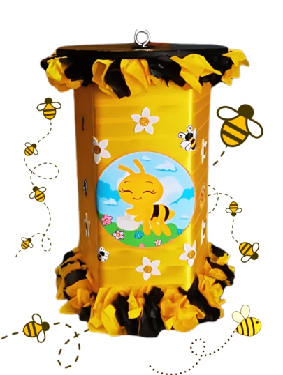PIÑATA GIRATORIA ABEJITA AMARILLA 50 CM DE ALTURA CARTON