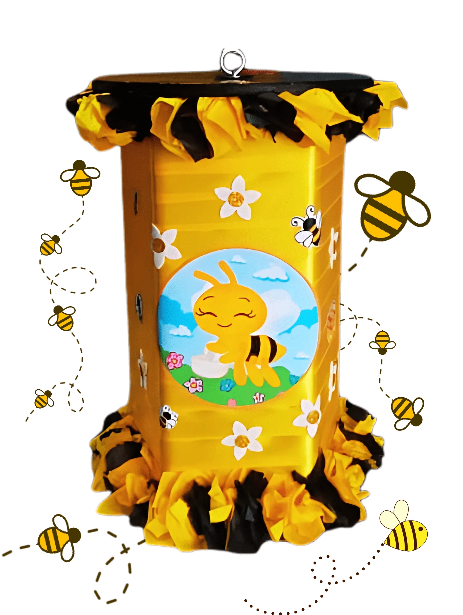 PIÑATA GIRATORIA ABEJITA AMARILLA 50 CM DE ALTURA CARTON