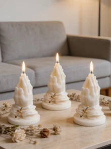 Silicone Candle Mold, Shaped As Two Hands Clasped Together - Perfect For Creating Unique Candles As Birthday And Holiday Gifts. These Molds Are Durable, Flexible, Heat-Resistant, And Easy To Clean. - White - View 1