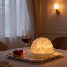 1个陶瓷圆顶茶蜡烛台，带灯罩和托盘（不含蜡烛），优雅玫瑰花造型，逼真花瓣，精致3D烛台，适用于客厅、餐桌、家居装饰