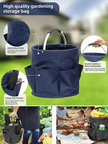 6-Compartment Foldable Storage Basket With Handle - Suitable For Cleaning Supplies, Gardening Tools And Travel Essentials - Durable Fabric, Black, Dark Grey, Green, Navy Blue, Travel Essentials Storage Box/Divider Basket/Mesh Bag Function, Storage Basket