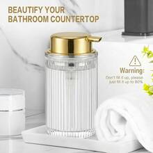 竖条纹透明玻璃泡沫皂液器，宽口设计，易于安装，加厚底部泵瓶，适用于浴室和厨房 - 均碼 - 查看 2