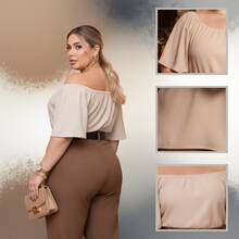 SUMMER 2026 PROMOTION - Plus Size  Blouse, Young, Chic, Elegant Fashion, Premium Dunas Fabric, BEACH - EVERYDAY - WORK - 米色 - 查看 2