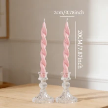 2支粉色长柄香氛蜡烛（不含烛台），直径0.78英寸，螺旋、扭曲和条纹设计，尖头造型。这些无烟大豆蜡烛非常适合装饰，适用于家居、卧室、节日、派对装饰和摄影道具。它们可以营造浪漫氛围，是婚礼装饰、结婚礼物、女士礼物和纪念品的理想之选。 - 彩色 - 查看 13