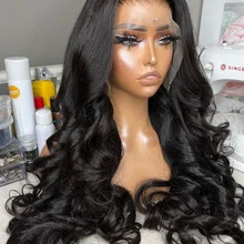 13x6 Brazilian Virgin Hair Water Wave Lace Front Wig, 250 Density Glueless Lace Front Wig, Mixed Hair Deep Wave Lace Front Wig, Pre-Trimmed 13x6 HD Transparent Lace Front Wig, 15A Brazilian Virgin Mixed Hair Deep Curly Wig With Baby Hair, Black - Natural & Black - View 2