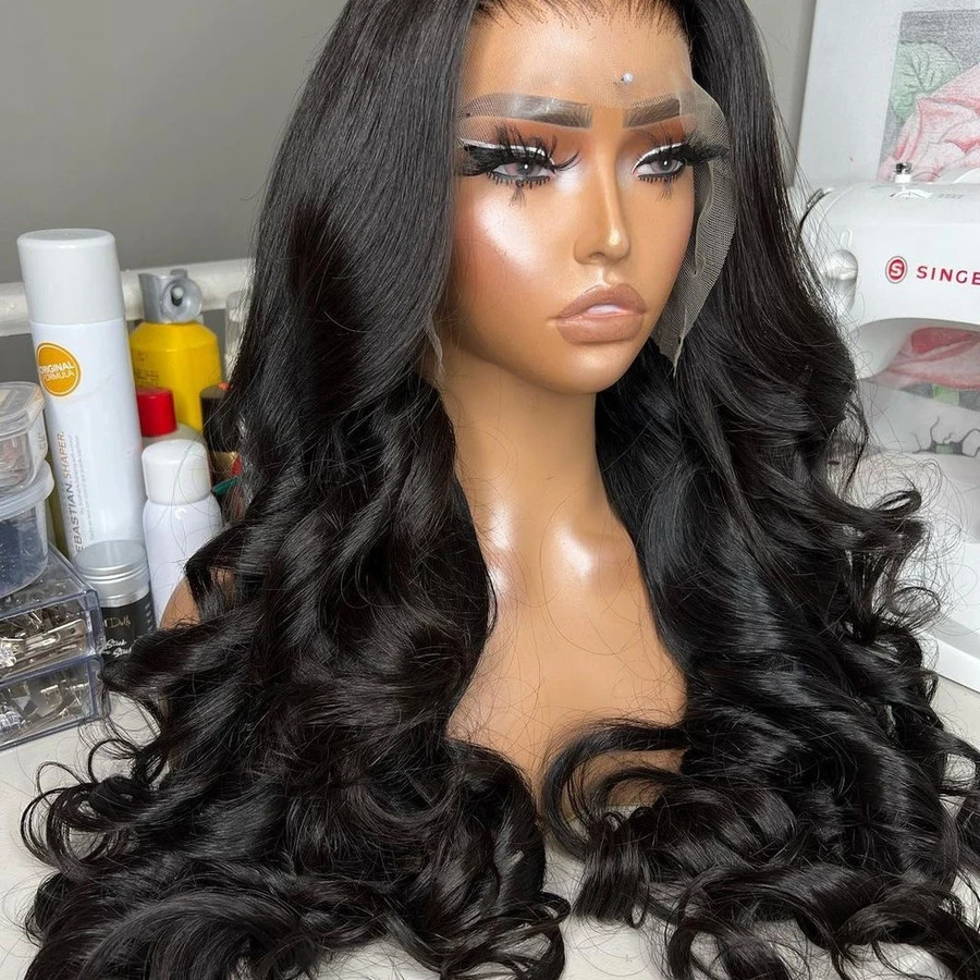 13x6 Brazilian Virgin Hair Water Wave Lace Front Wig, 250 Density Glueless Lace Front Wig, Mixed Hair Deep Wave Lace Front Wig, Pre-Trimmed 13x6 HD Transparent Lace Front Wig, 15A Brazilian Virgin Mixed Hair Deep Curly Wig With Baby Hair, Black