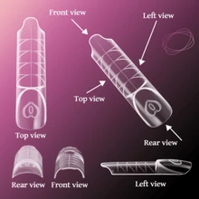 1 Set Square French Manicure Crystal Nail Extension Mold, 15 Different Sizes Reusable Nail Mold, Trapezoidal Space French Mold, Fake Nails Front Can Be Decorated With Sequins And Rhinestone Stickers, Professional Manicure Tools And Accessories, Easy To Operate, Suitable For Making Press-On Nails - Multicolor - View 8