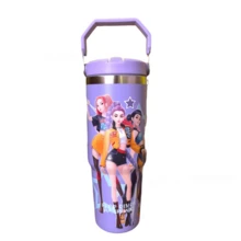 1pc 28.74oz K-POP Demon Slayer Stainless Steel Lid Insulated Travel Mug, Large Capacity Reusable Double Wall Vacuum Tumbler, Cold Cup, Cute Cartoon Series/Christmas Gift/Outdoor/Fitness/Camping/Birthday - Multicolor - View 7