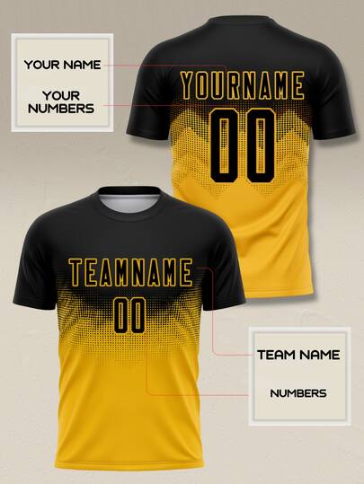 Customized Classic Men's Soccer Jersey, Comfortable Breathable Short Sleeve Sports Top, Can Personalize With Number And Name Printing. Suitable For Outdoor Sports, Casual Gatherings, Also As A Gift