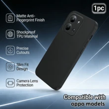 1个全球通用TPU黑色手机壳，防震超薄贴合保护套，适用于OPPO Reno系列 - 黑色 - 查看 1