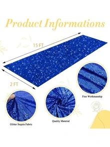 Aisle Runner Rug 1 Piece 2FTx15FT Black Aisle Runner For Wedding Ceremony Sequin Aisle Runner For Indoor Outdoor Event Personalized Glitter Carpet Runner For Hallway Aisle Floor Runner For Wedding Party - 黑色 - 查看 2