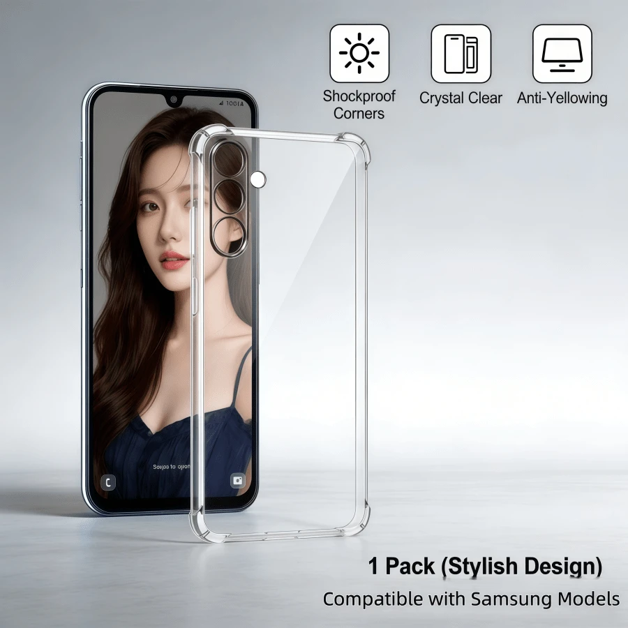 1件：三星透明手机壳，适用于三星Galaxy系列手机，包括Galaxy S26/Galaxy S26 Plus/Galaxy S26 Ultra/Galaxy S25/Galaxy S25 Plus/Galaxy S25 Ultra/Galaxy A35/Galaxy A55/Galaxy A07/Galaxy A17/Galaxy A36/Galaxy A56。 - 無色 - 查看 1
