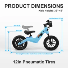 24V Electric Balance Bike, Suitable For Ages 3-5, With Fast Charger Alloy Frame, 3-Speed, Adjustable Seat, 150W Lightweight Balance Electric Bike, Various Holiday And Birthday Gifts For Boys And Girls - 藍色 - 查看 2