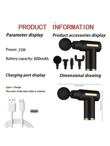 Compact Portable Percussion Massage Gun, Pocket Sized Deep Tissue Massager, Handheld Massage Device, Great Gift For Men And Women, Father's/Mother's Day - Green - View 10