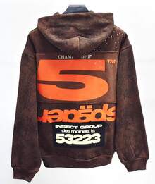 SP5DER Unisex Hoodies , Special Number Graphic Hoodie Long Sleeve Sweatshirts Loose Pullover Tops - màu nâu - Xem 5