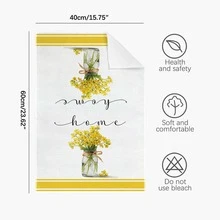 2pcs Minimalist Spring Yellow Floral Pattern Kitchen Towels, Soft Polyester Material Dish Cloths, Suitable For Kitchen Decor, Cleaning, Holiday Party Decoration, Kitchen & Bathroom Essentials, Home Decor, Housewarming Gift - Multicolor - View 4