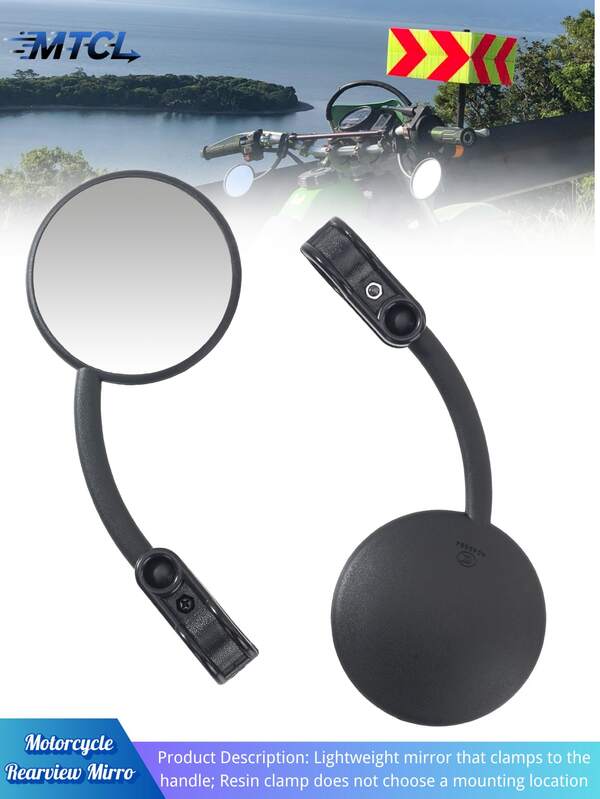 Motorcycle Rearview Mirror Modification New Round Fixed Wind Wing Rearview Mirror, Universal Adjustable Angle Wide Angle Reflective Rearview Mirror For Off-Road Vehicles