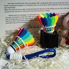 Colorful Rainbow Color Badminton Keychain Funny Hanging Badminton Bag Pendant Backpack Decor Creative 3D Printing Keyring Gift - Multicolor - View 6