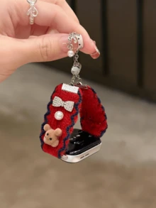 Cute Teddy Bear Plush Watch Band, Compatible With 38/40/41/42/44/45/46/49mm Dial, Fits Ultra/SE11/10/9/8/7/6/5/4/3/2/1 Series - Red Bear - View 7
