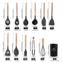 14Pcs Set Silicone Kitchen Utensils Set Non-Stick Cooking Spoon And Baking Tools,Color Optional - Dark Grey - View 5