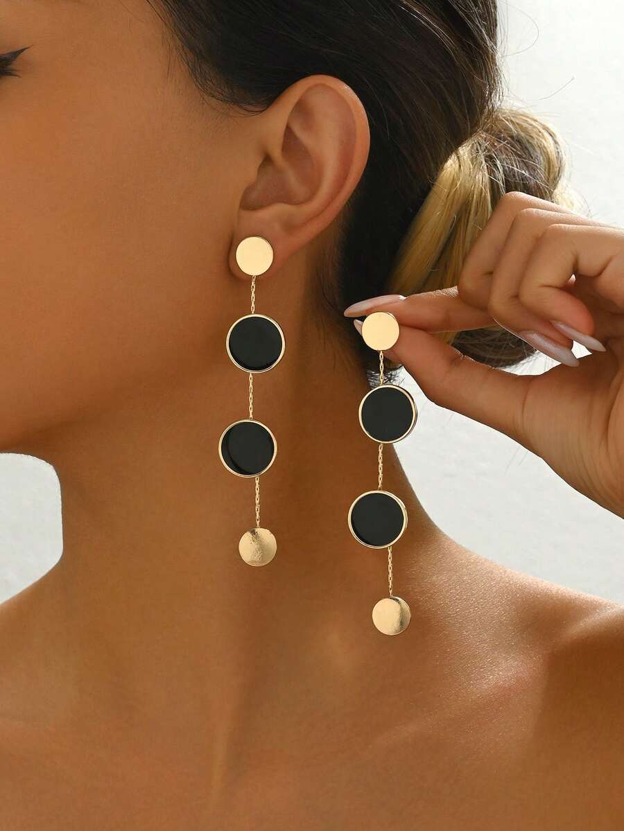 1 Pair New Geometric Tassel Minimalist Creative Earrings - Yellow Gold - View 1