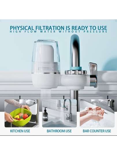 Sistema de purificación de agua de 1,212 litros con estilo de grifo - Filtro de agua potable de acero inoxidable, con un sistema de conexión directa al grifo (sin necesidad de tanque de agua externo, luz UV o elemento filtrante) - Adecuado para varios tipos de fregaderos de agua en todo el mundo