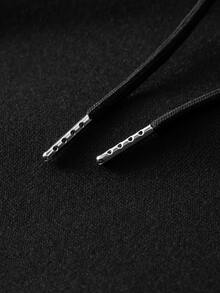 GRDR 男士夏季休闲运动连帽短袖T恤，时尚简约纯色短袖，适合跑步和日常穿着 - 黑色 - 查看 6