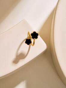 18K镀金不锈钢花朵戒指，适合女性日常佩戴，可作为送给女友、母亲或母亲节的礼物 - 花朵 - 查看 4