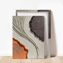 1 Stück Vintage Wandkunst Poster, abstrakte Ölmalerei, cremige Textur, wasserfestes Leinwandmaterial, dekoriert mit hochwertigem Goldfolie, braun, weiß und orange abstraktes Leinendesign, mit oder ohne Rahmen erhältlich, ideal für Raumdekoration, Einweihungsgeschenk, Studentenwohnheim, Hotel, Zuhause, Wohnzimmer, Schlafzimmer, Badezimmer und Büro Wanddekoration - Verschiedenfarbig - Übersicht 10