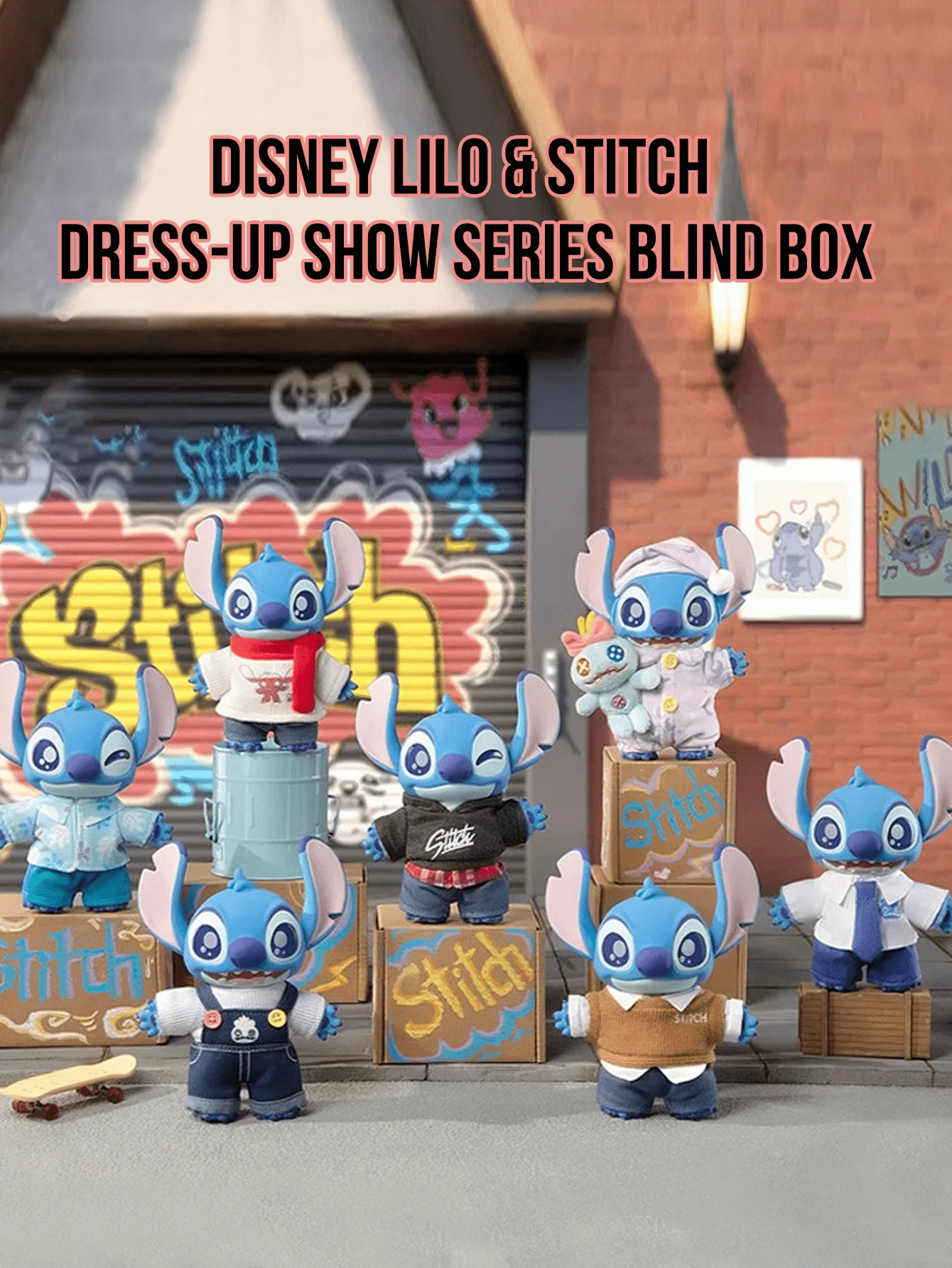 Lilo & Stitch Dress-Up Show Series Blind Box , 6 Regular Styles + 1 Hidden Chase, Multiple Styled Poses with Vivid Expressions & Accessories, Sweet Style & Niche Aesthetic Fresh Bright Whimsical Cute, Perfect for Collectors, Children, Students, Teen & Young Women.
