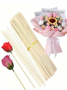 200pcs/100pcs/300pcs(+/-5pcs) Outdoor Camping BBQ Skewers, Meat/Food/Flower Bamboo Sticks, 30CM - 3mm*30cm Bold - View 1