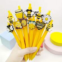 Bộ 10 bút bi bấm hình ong thu thập mật ong, mực đen, bút máy bấm nút, thích hợp làm quà tặng tiệc tùng, đồ dùng học tập và văn phòng phẩm, kiểu dáng ngẫu nhiên. - màu đen - Xem 6