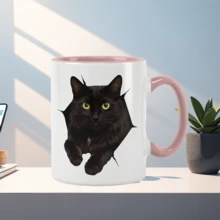 Cute Black Cat Coffee Mug - 11oz Ceramic Cat Lover Gift, Perfect For Cat Moms & Dads, Birthday & Anniversary Present, Handwash Only - Multicolor - View 9