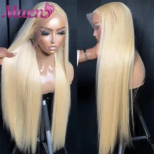 34inch 613# Straight Lace Front Wig 200% Density Brazilian Human Blended Hair For Women - 613 Blonde HD Lace Frontal Wigs Pre-Plucked 13x4 Big Lace Area Natural Look Basics Style - S/613 - View 2