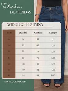 Women's Wide Leg Pants 100% Denim Fabric High Waist SimpleelegantCasualPartyJeansButtonZipperPocketJeans - 中藍色 - 查看 6